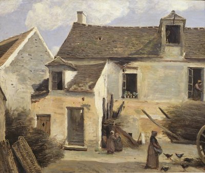 Courtyard of a bakery near Paris, or Courtyard of a House near Paris by Jean Baptiste Camille Corot